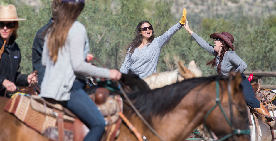 Horseback high five riding at Tanque Verde ranch