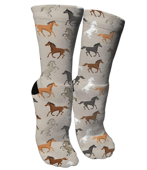 running horses socks in gray