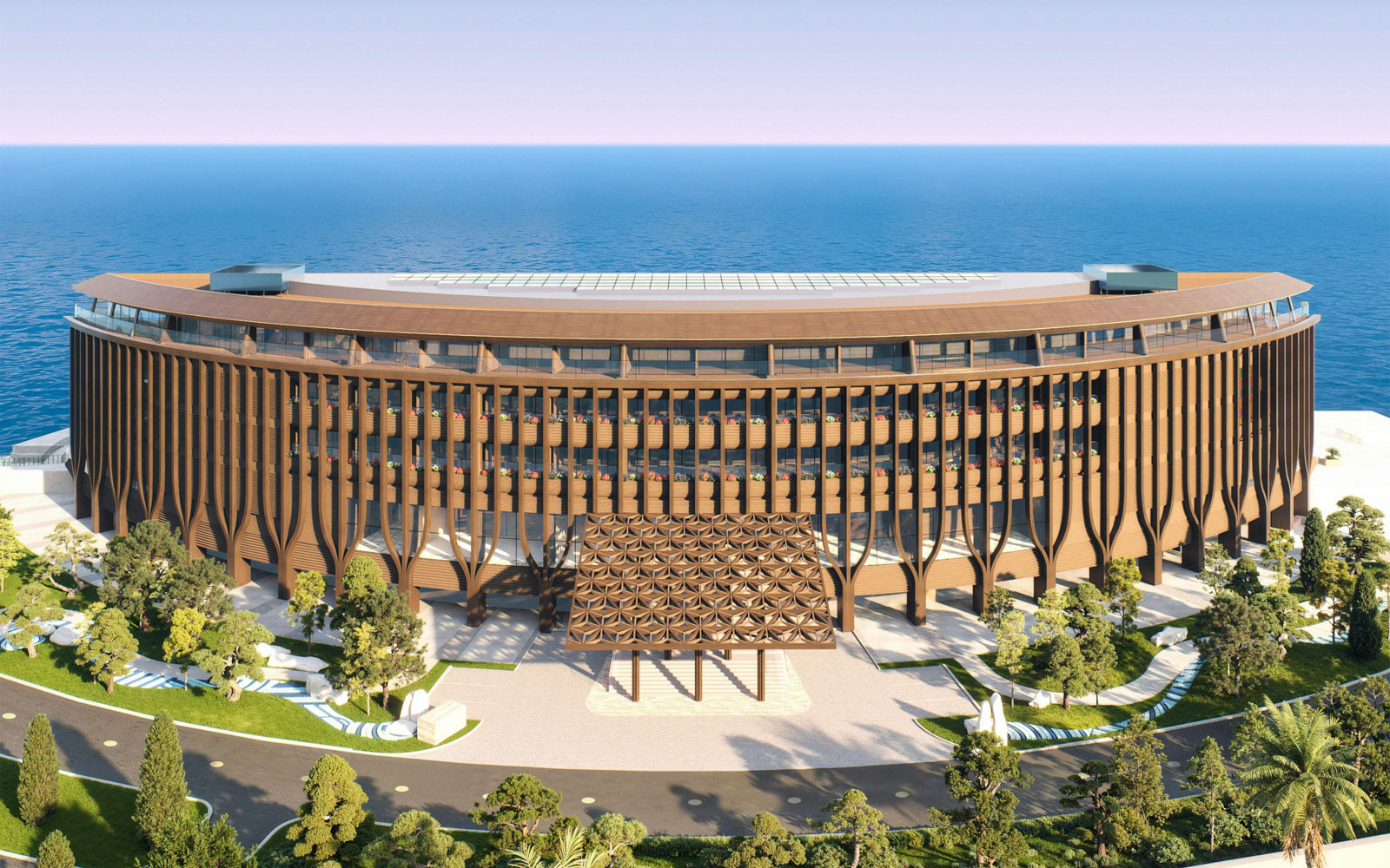 The Pasona hotel exterior on Awaji Island, Japan