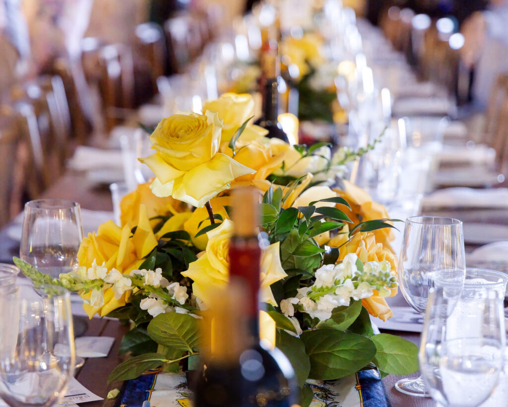 Reception table decor by Sutka Visual Design at the Polo for a Purpose gala