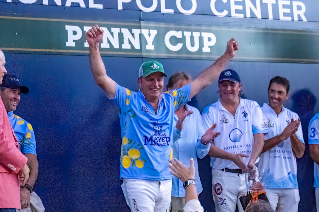 Game MVP Kenny Mayer celebrating on the polo field