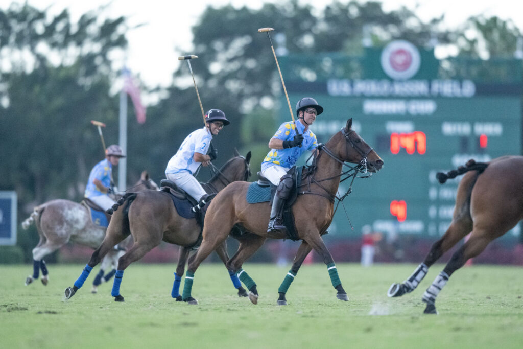 Lerin Zubiaurre and Brandon Phillips riding in the Polo for a Purpose match