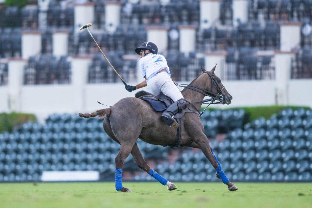 Lerin Zubiaurre in action during the Polo for a Purpose match at National Polo Center
