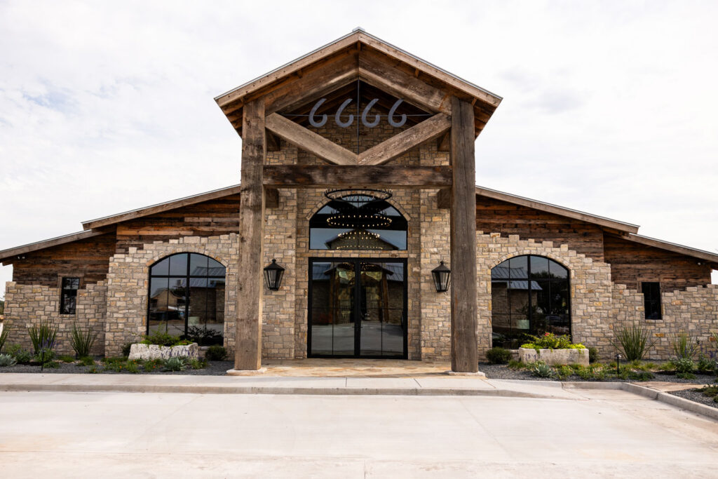 Stone and timber entrance of the 6666 Stallion Station